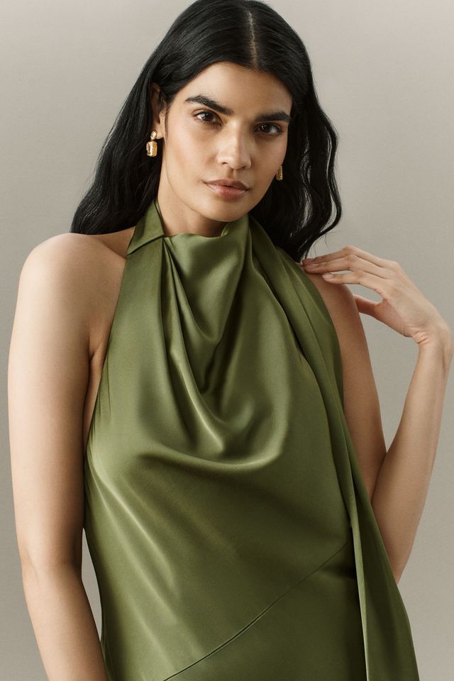 Significant Other Adriana Mock-Neck Halter Midi Dress