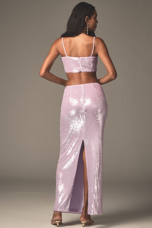 Mare Mare Sequin Sleeveless Crop Top & Column Maxi Skirt Set #3