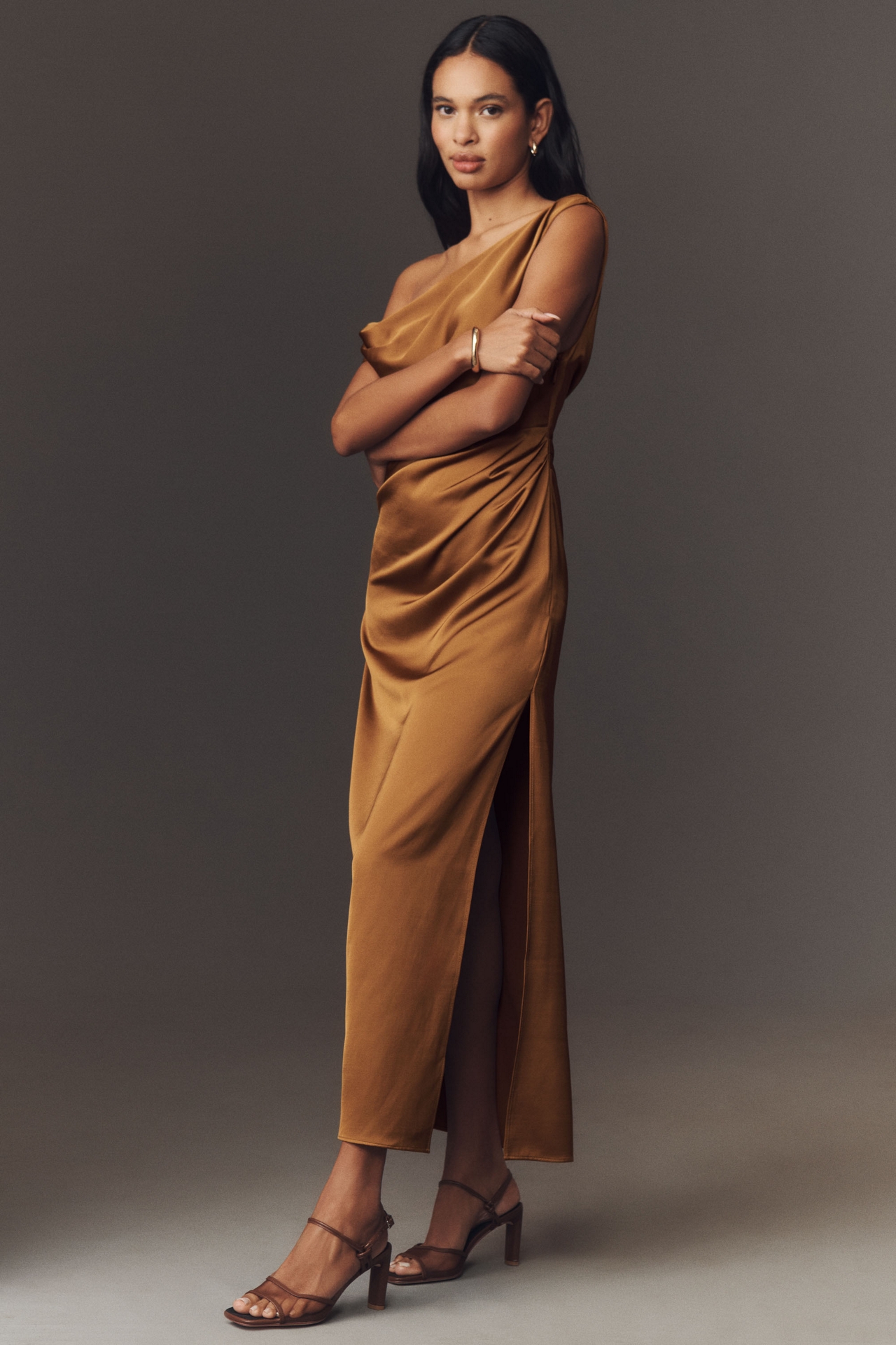 Significant Other Arella One-Shoulder Fitted A-Line Maxi Dress