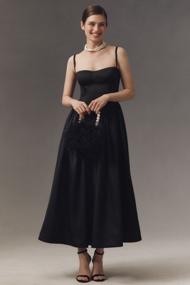 Mare Mare Amaya Corset Fit-and-flare Midi Dress In Black