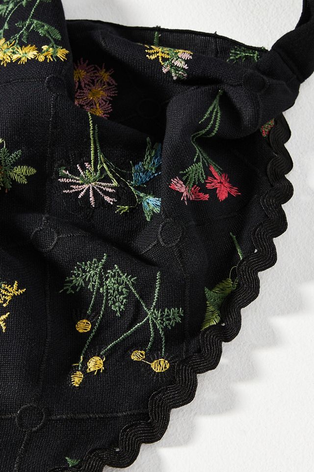 Embroidered Floral Hair Scarf #1