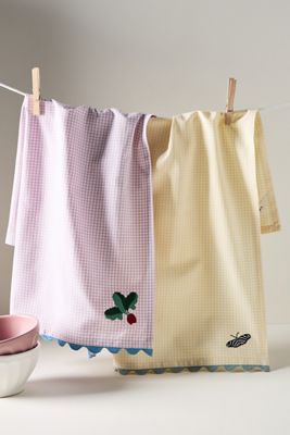 Indira Embroidered Dish Towels, Set of 2