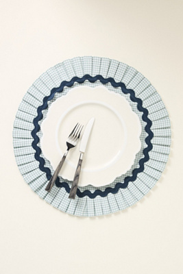 Set de table rond plissé Ruby Ric Rac en Blue chez - Anthropologie - Modalova