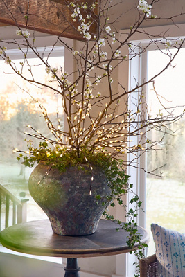 anthropologie LED Pussy Willow Branch Light White