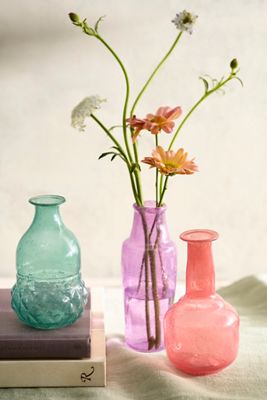 Pastel Recycled Glass Bud Vases, Set of 3