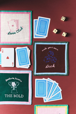 Queenie Embroidered Cocktail Napkins, Set of 4