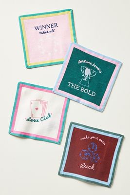 Serviettes de cocktail brodées Queenie, lot de 4