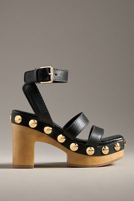 Vicenza Wood-bottom Studded Platform Sandals