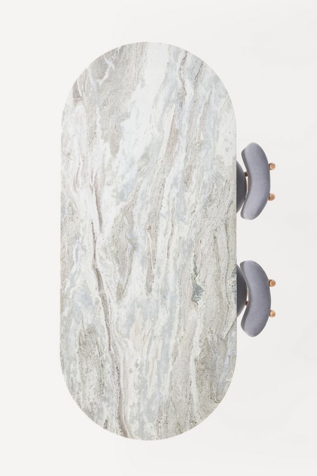 Jolie Oval 90" Marble Dining Table #3