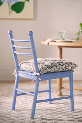 Anthropologie Roma Oak Wood Dining Chair In Blue