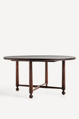 Anthropologie Roma Round 60" Oak Wood Dining Table In Brown