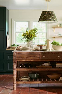 Spindle Marble-Top Kitchen Island