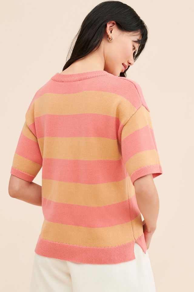 Flat White Striped Knit Tee #1