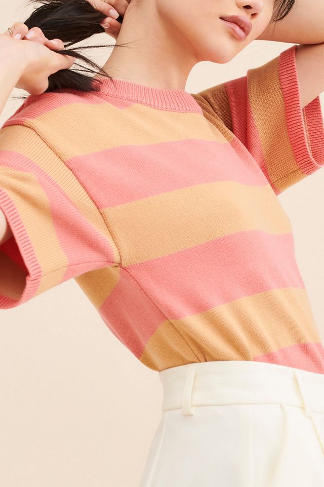 Flat White Striped Knit Tee #2
