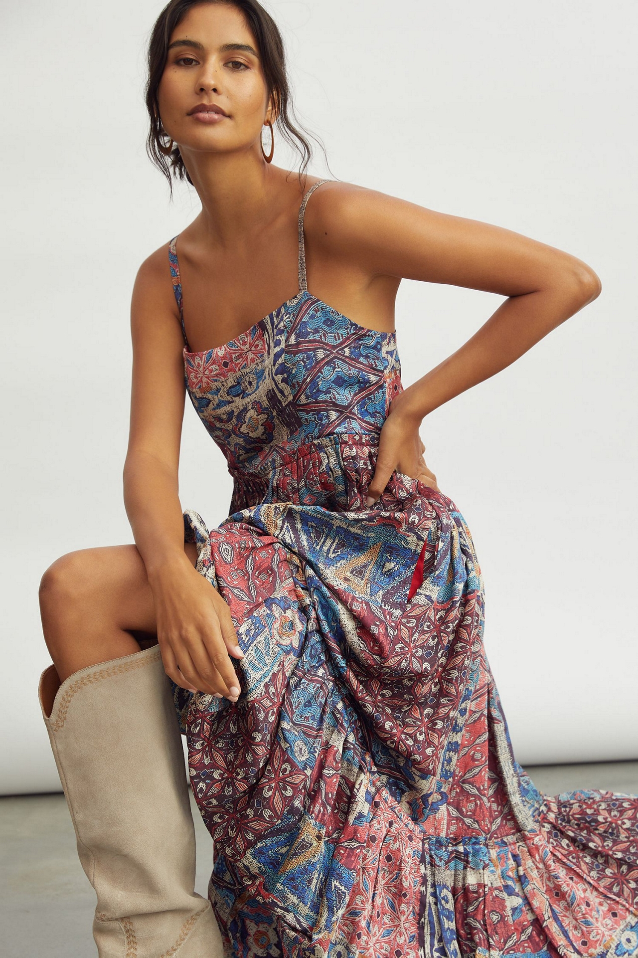 Nikita Mhaisalkar Abstract Tiered Midi Dress