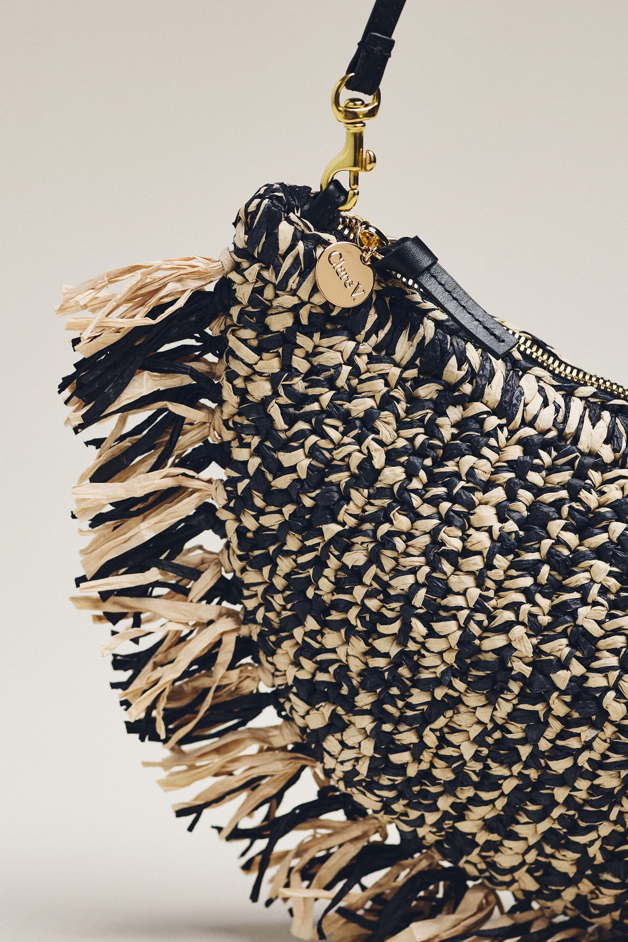 Clare V. Lune Raffia Fringe Bag