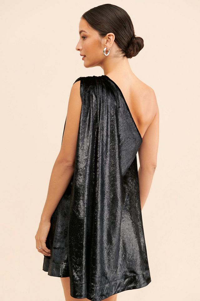 Let Me Be One-Shoulder Lurex Velvet Dress #1