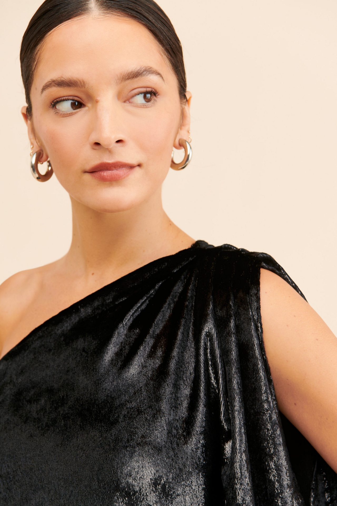 Let Me Be One-Shoulder Lurex Velvet Dress