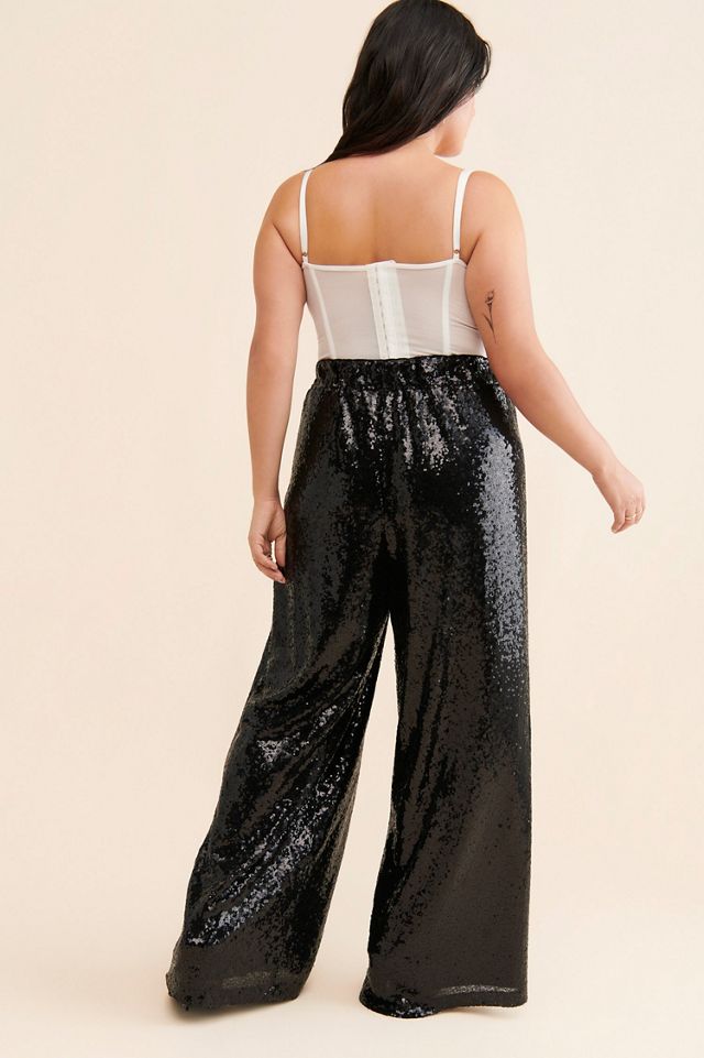 Eloquii Sequin High-Rise Trousers #1