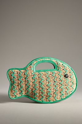 Raffia Fish Top-Handle Bag