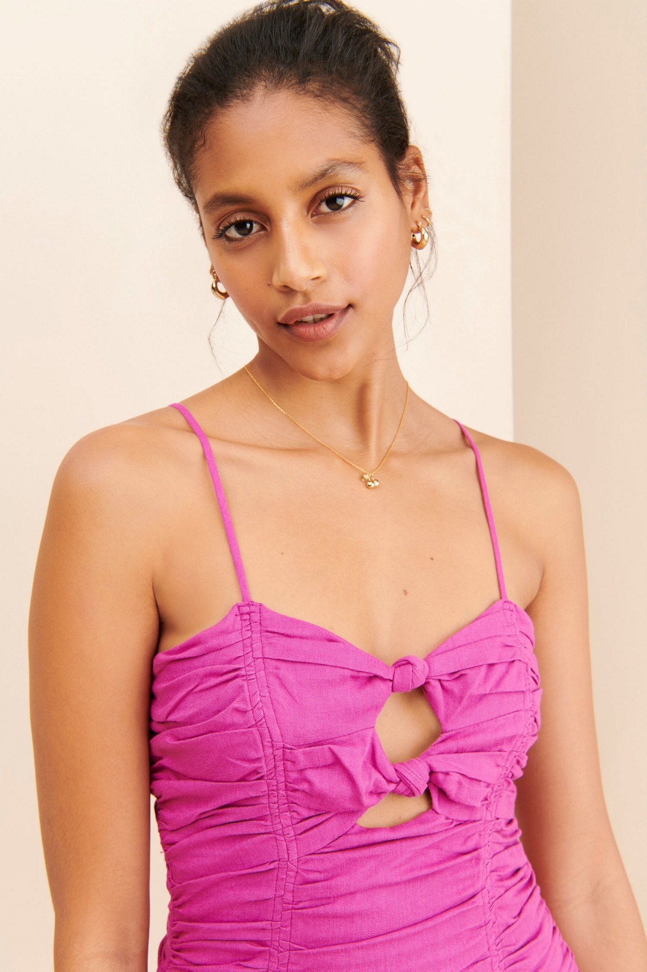 g.p.d. Ruched Tie-Front Mini Dress