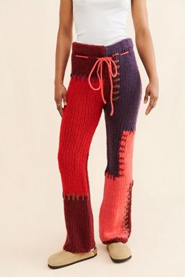 SAACHI Colorblock Patchwork Knit Pants