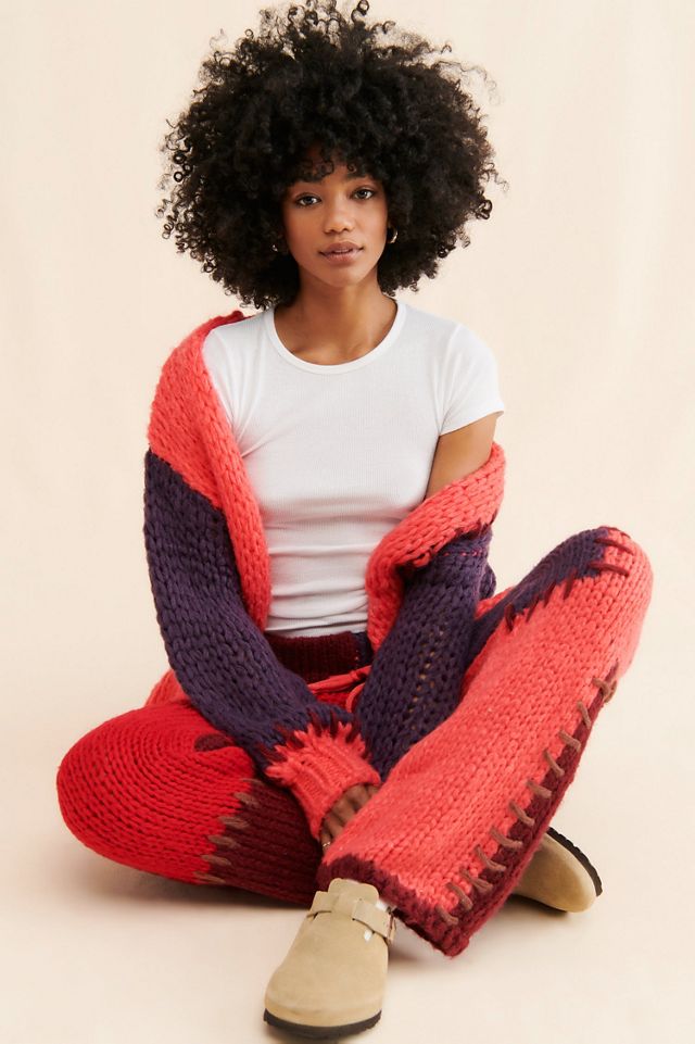 SAACHI Colorblock Patchwork Knit Pants #1