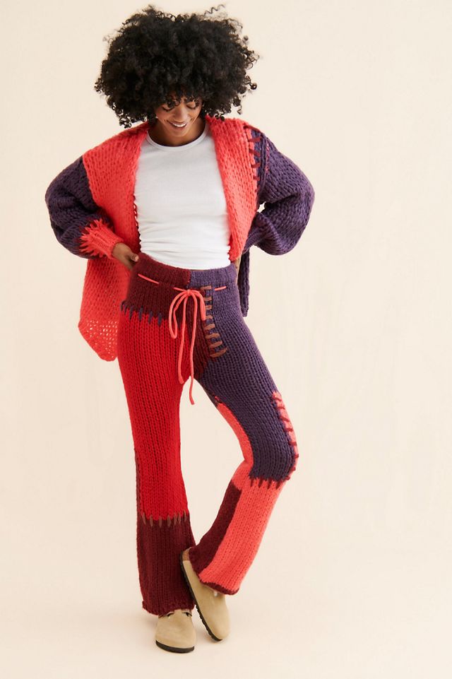 SAACHI Colorblock Patchwork Knit Pants #2