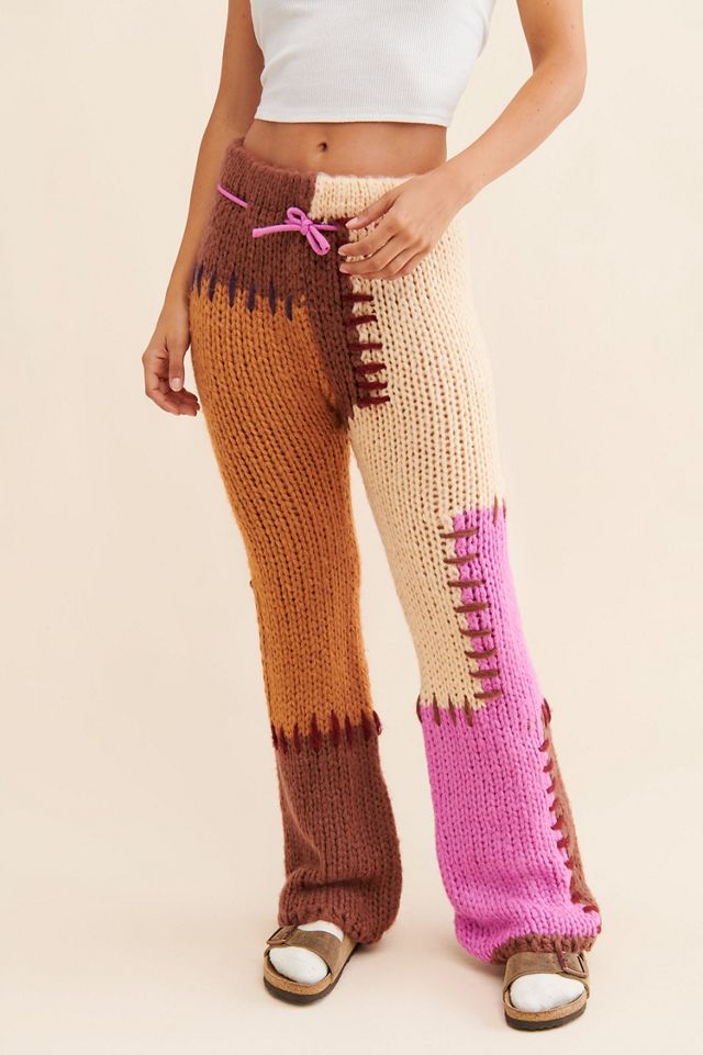 SAACHI Colorblock Patchwork Knit Pants | Anthropologie