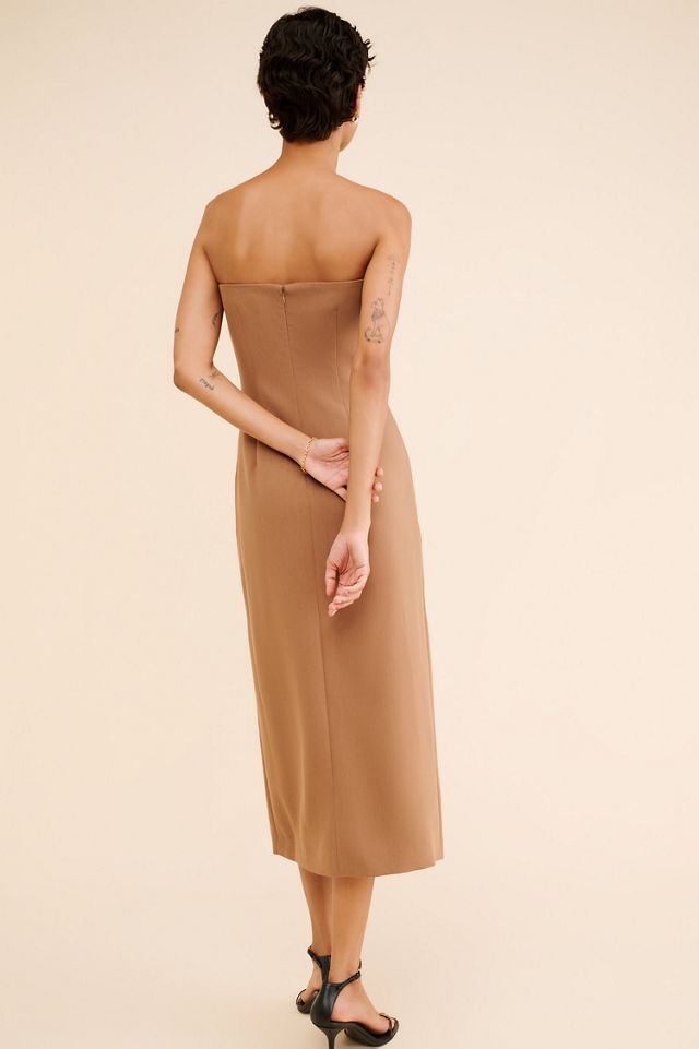 French Connection Azra Twill Strapless Midi Dress #1
