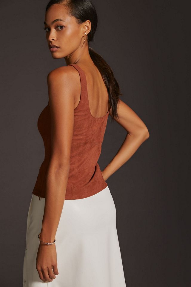 Pilcro Faux-Suede Corset Tank #1