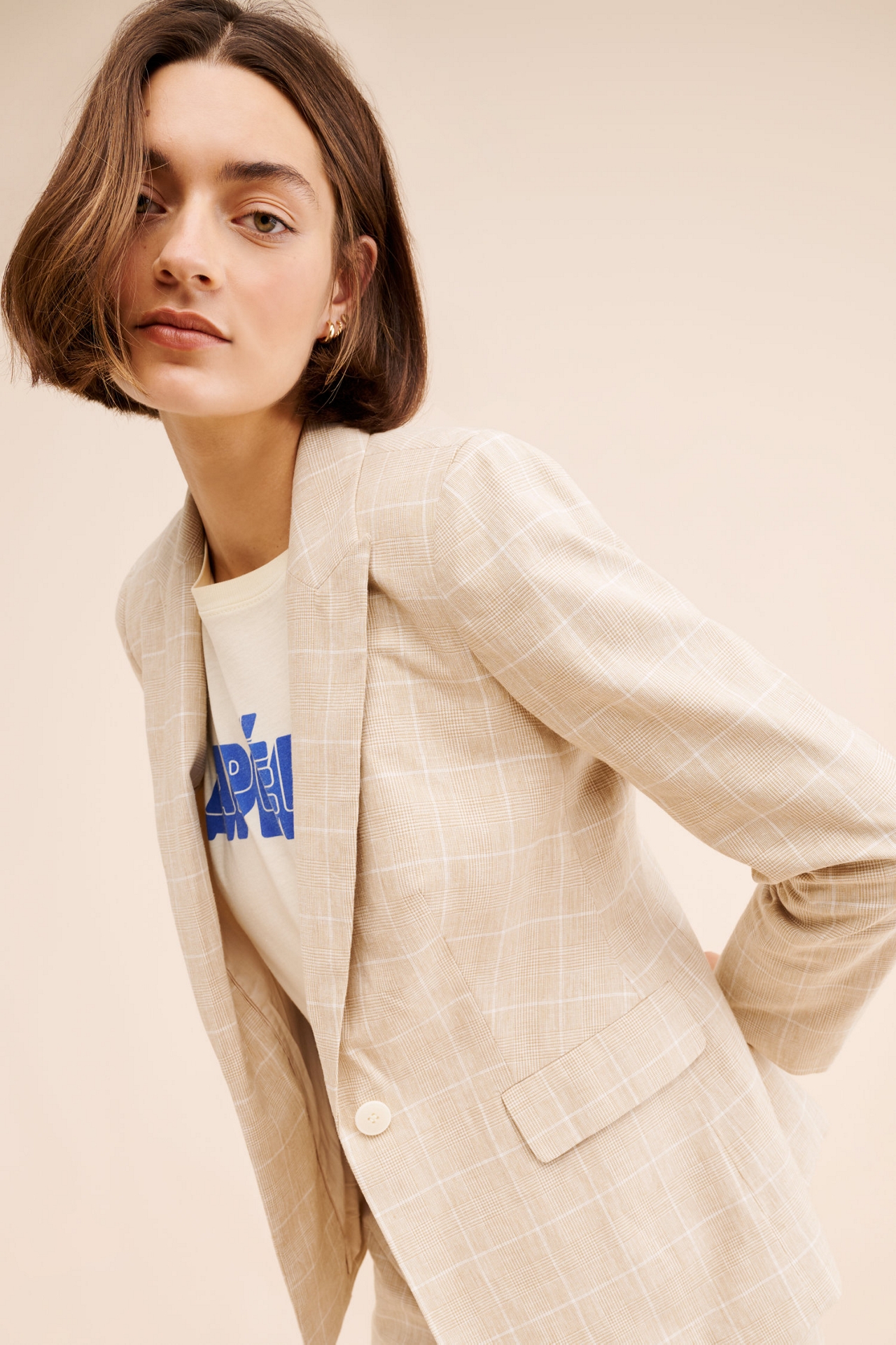 Madewell Linen Glen Plaid Blazer