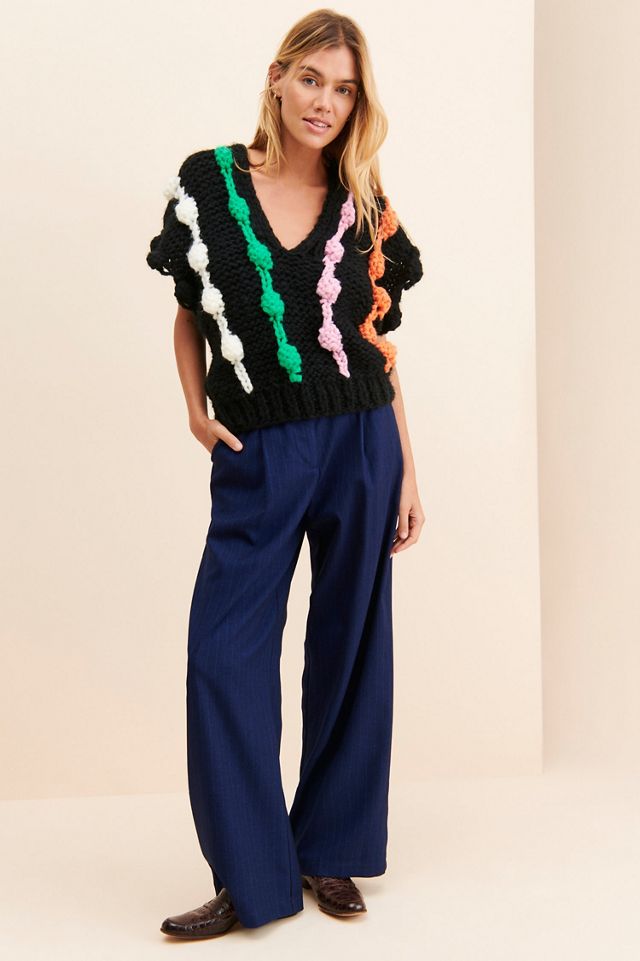 SAACHI Striped Crochet Sweater Vest #3