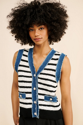 Laundry by Shelli Segal Fointelle Denim Trim Vest | Anthropologie