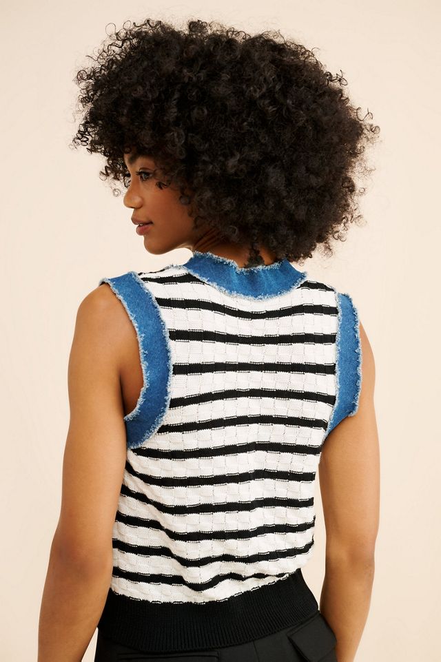 Laundry by Shelli Segal Fointelle Denim Trim Vest #1