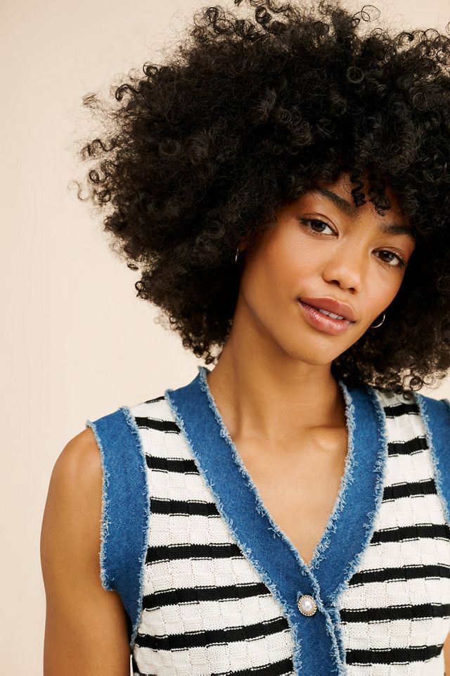 Laundry by Shelli Segal Fointelle Denim Trim Vest #2