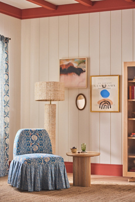 Anthropologie Amelia Woven Cotton Slipcover In Blue