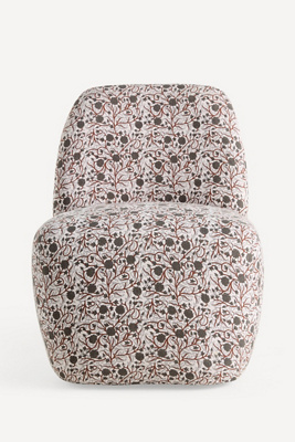 Anthropologie Amelia Block-print Linen Cotton Slipper Chair