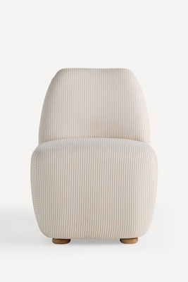 Anthropologie Amelia Stripe Cotton Slipper Chair In Beige