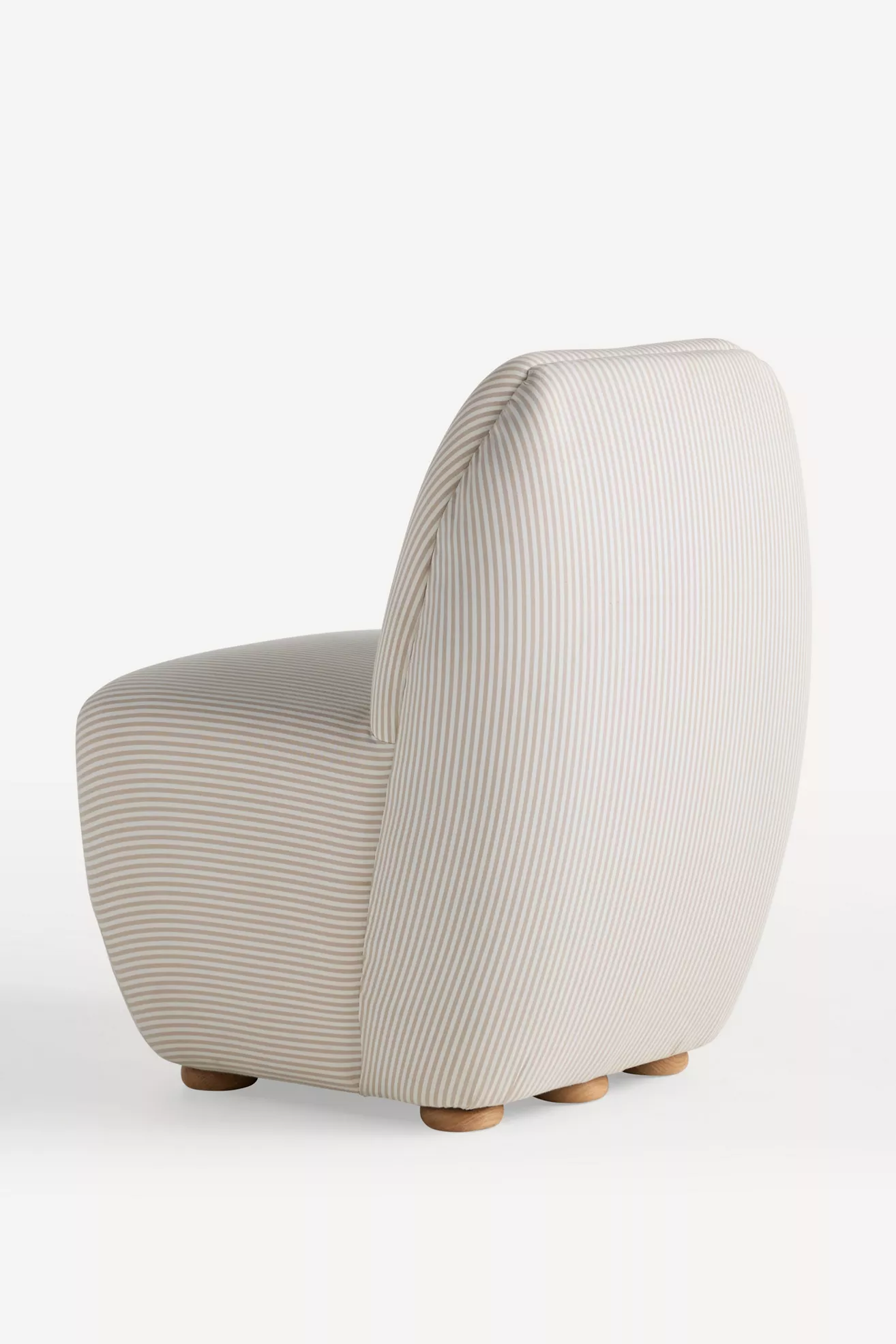 Rear-side angle view of striped chair