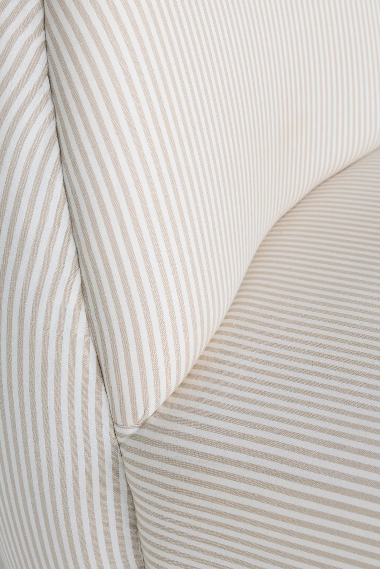 Close-up of the striped fabric texture and stitching