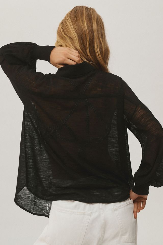 Maeve Sheer Buttondown Sweater Shirt #1