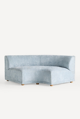 Anthropologie Celine Corduroy Modular Curved Corner Chair In Blue