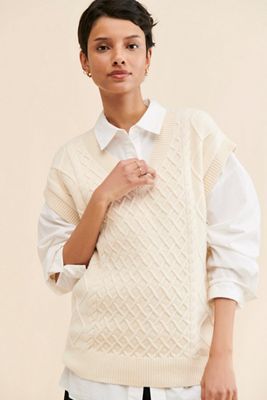 Madewell Cable Knit V-Neck Sweater Vest