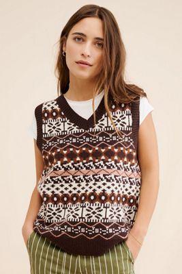 Dot and Lu Oversized Fair Isle Vest