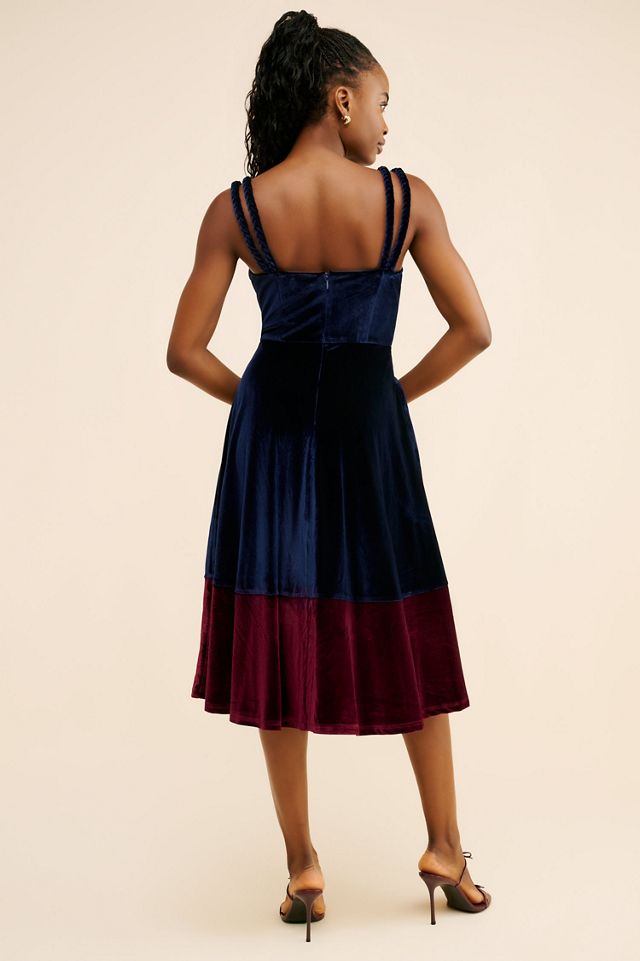 Hutch Braided Strap Velvet Midi Dress #1