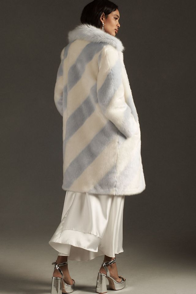Maeve Faux Fur Stripe Coat #1