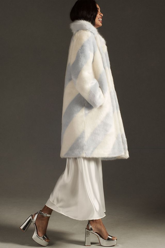 Maeve Faux Fur Stripe Coat #3