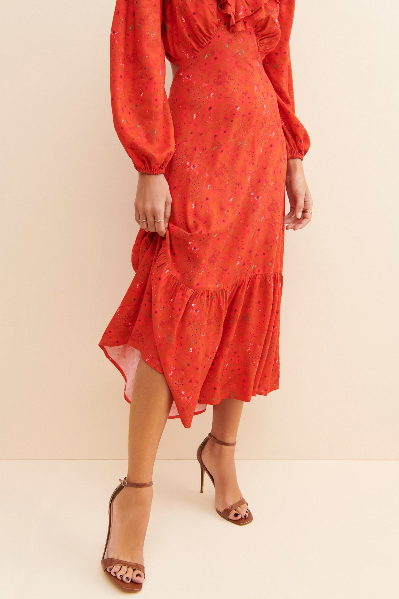 Du Paradis Ruffle Collar Cut Out Dress