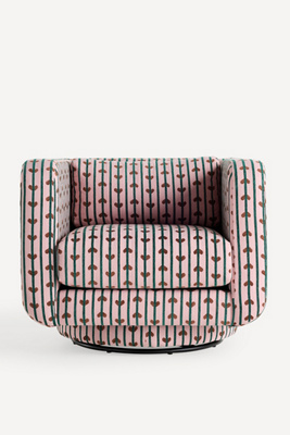 Anthropologie Lulu Madeline Jacquard Swivel Chair In Pink